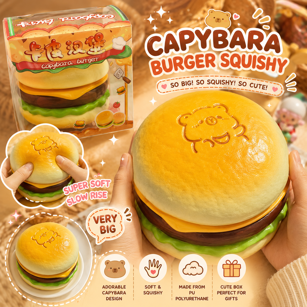🍔 Capybara Burger Squishy