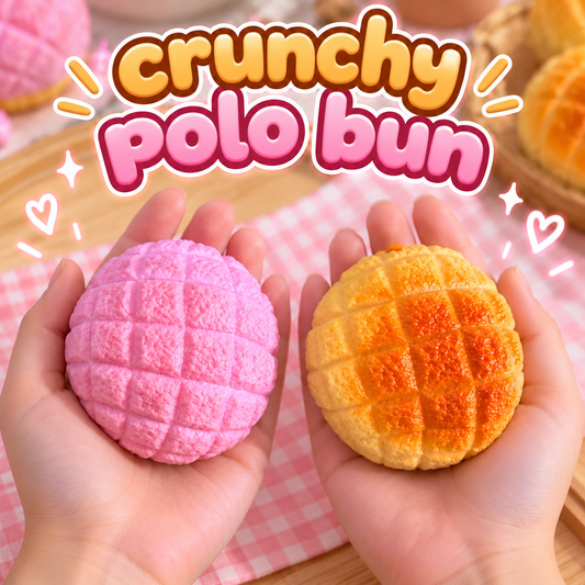 🍞💕 Crunchy Polo Bun Squishy 🩷🧡