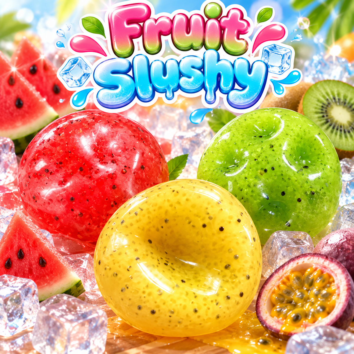 🍉🥝 Fruit Slushy Squishy 💛🧊